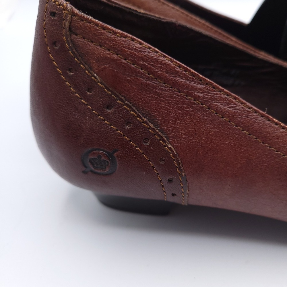 Born Mary Jane Shoes Women Size 9.5 M Brown Leather Brogue Low Heel W6428 - Picture 3 of 12